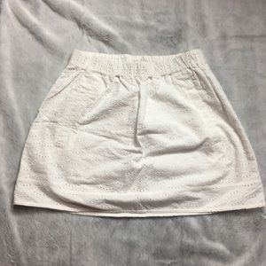 JCrew White Eyelet Mini Skirt w/pockets Size XS